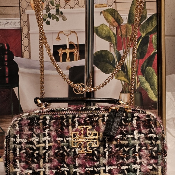Tory Burch  Britten Tweed MultiColor Mini Top Handle Bag with Chain Strap Nwot - Picture 16 of 16
